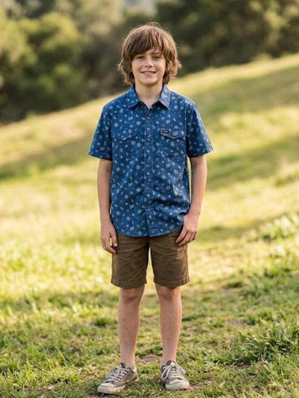 Howler Bros. Blue Short-Sleeve Printed Button-Down Shirt Youth Large